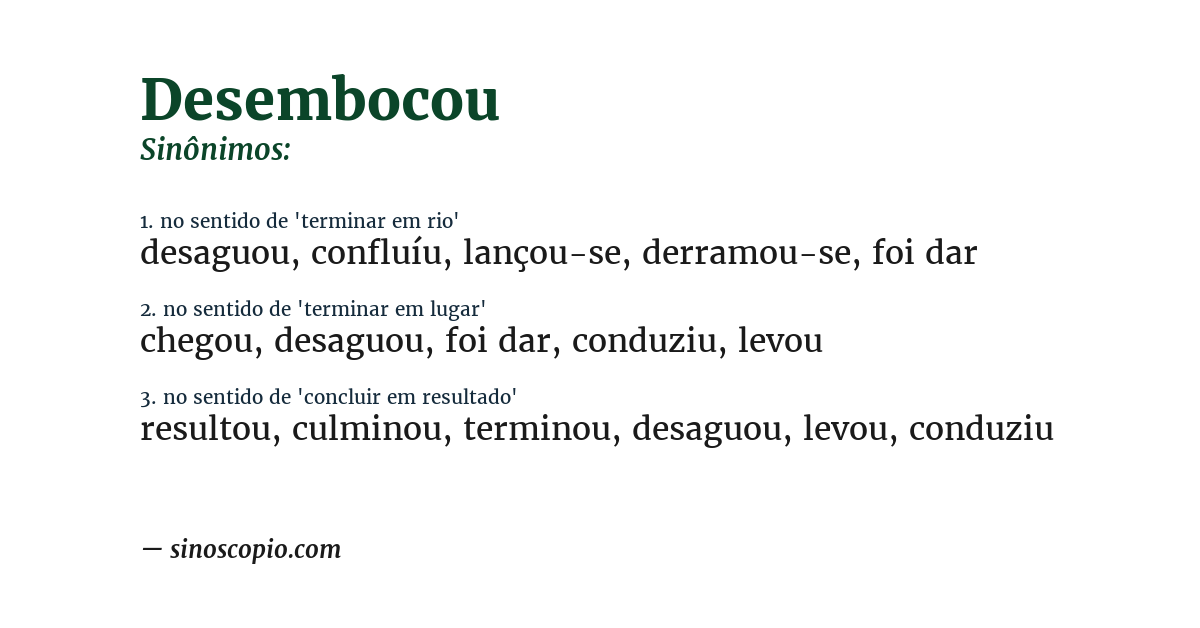 Sinônimo de desembocou