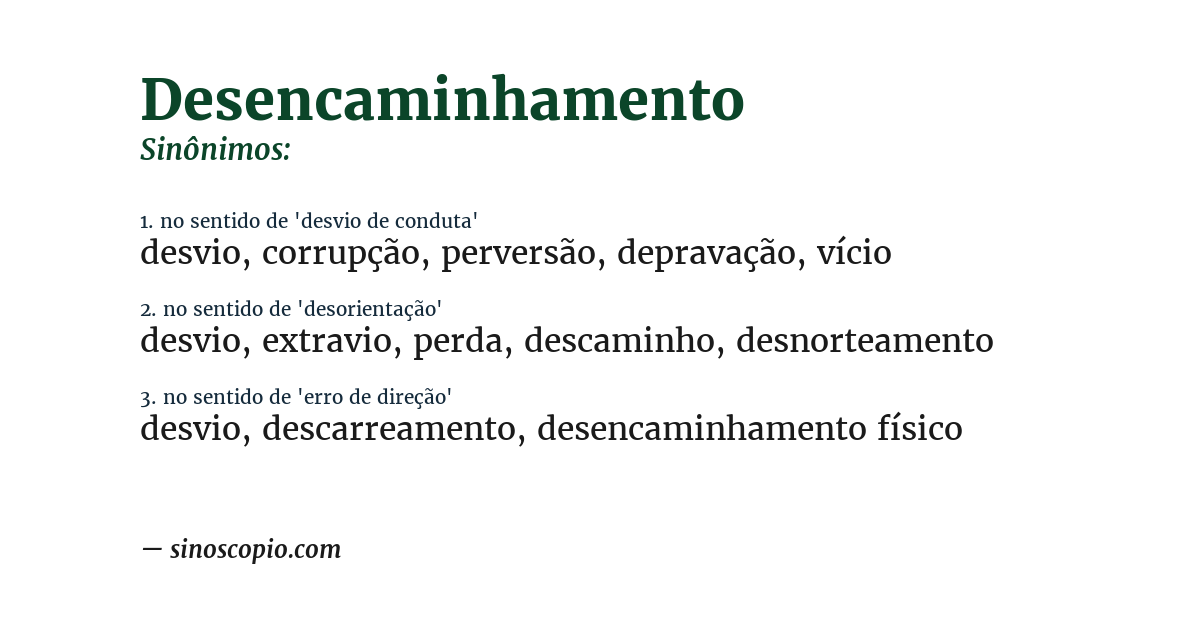 Sinônimo de desencaminhamento