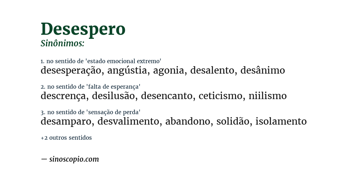 Sinônimo de desespero