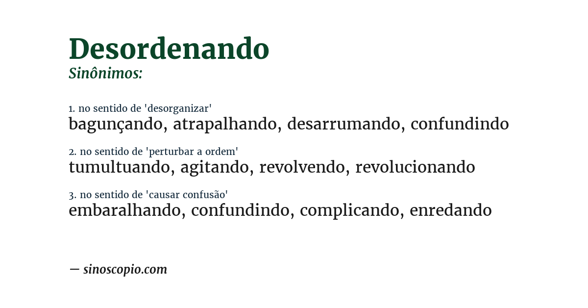 Sinônimo de desordenando