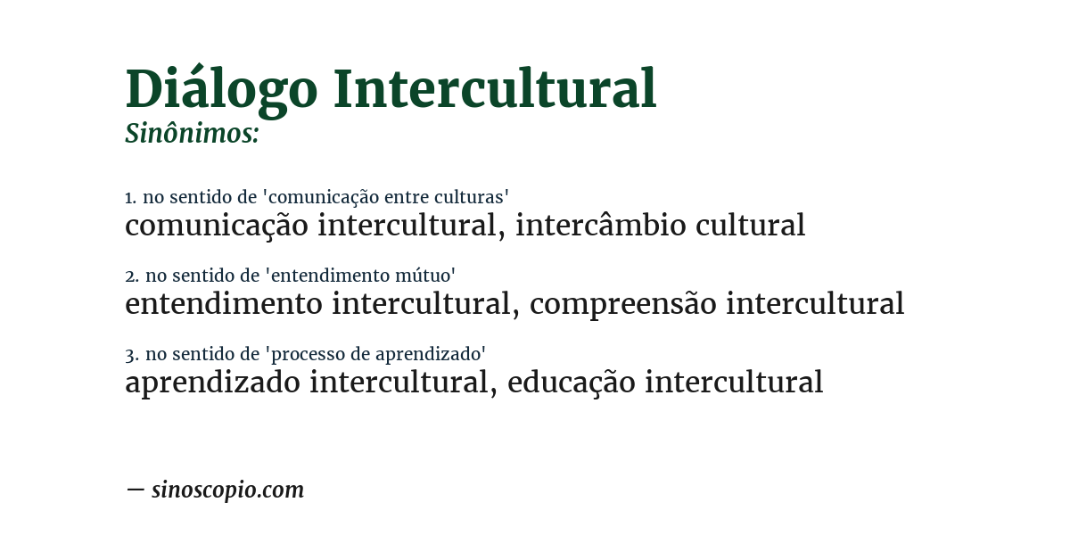 Sinônimo de diálogo intercultural