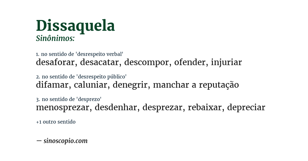 Sinônimo de dissaquela