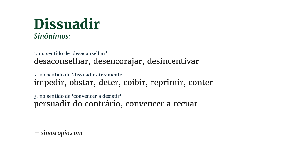 Sinônimo de dissuadir
