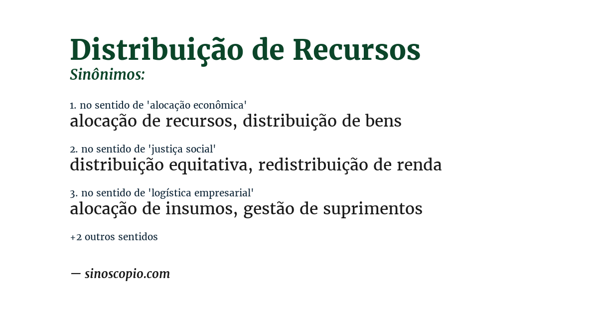 Sinônimo de distribuição de recursos