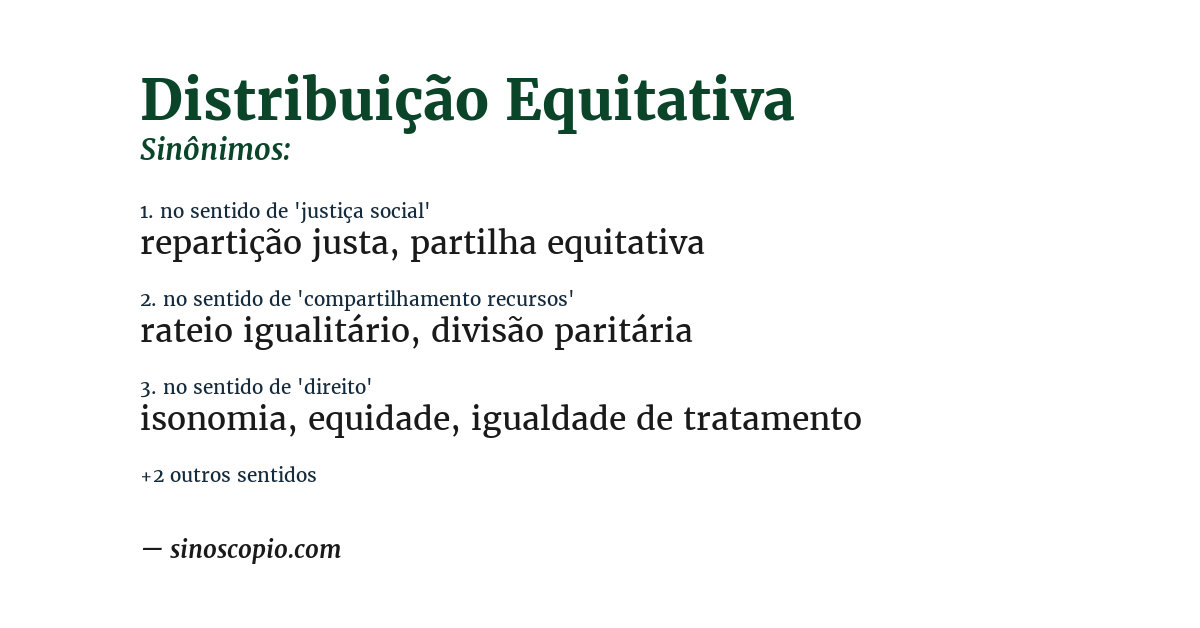 Sinônimo de distribuição equitativa