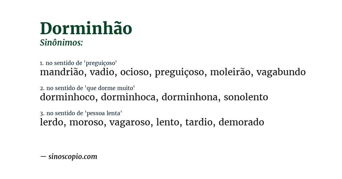Sinônimo de dorminhão