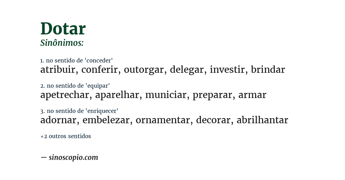 Sinônimo de dotar