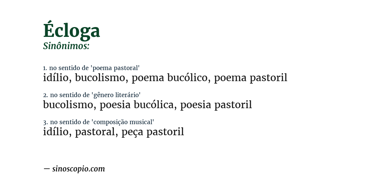 Sinônimo de écloga
