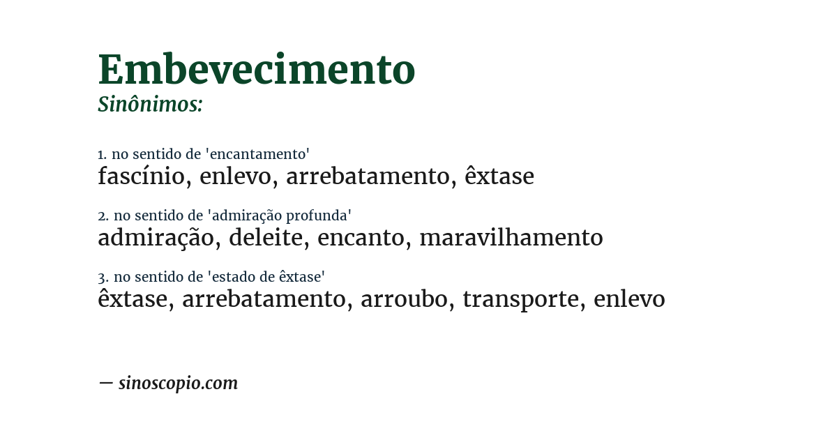 Sinônimo de embevecimento