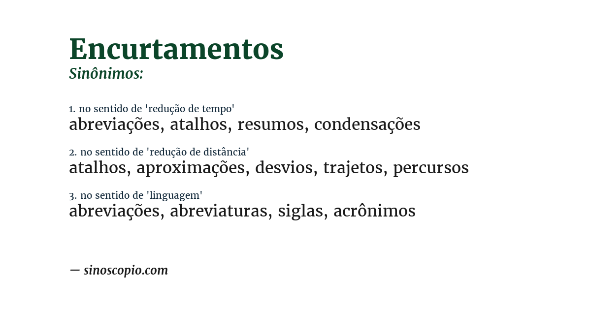 Sinônimo de encurtamentos