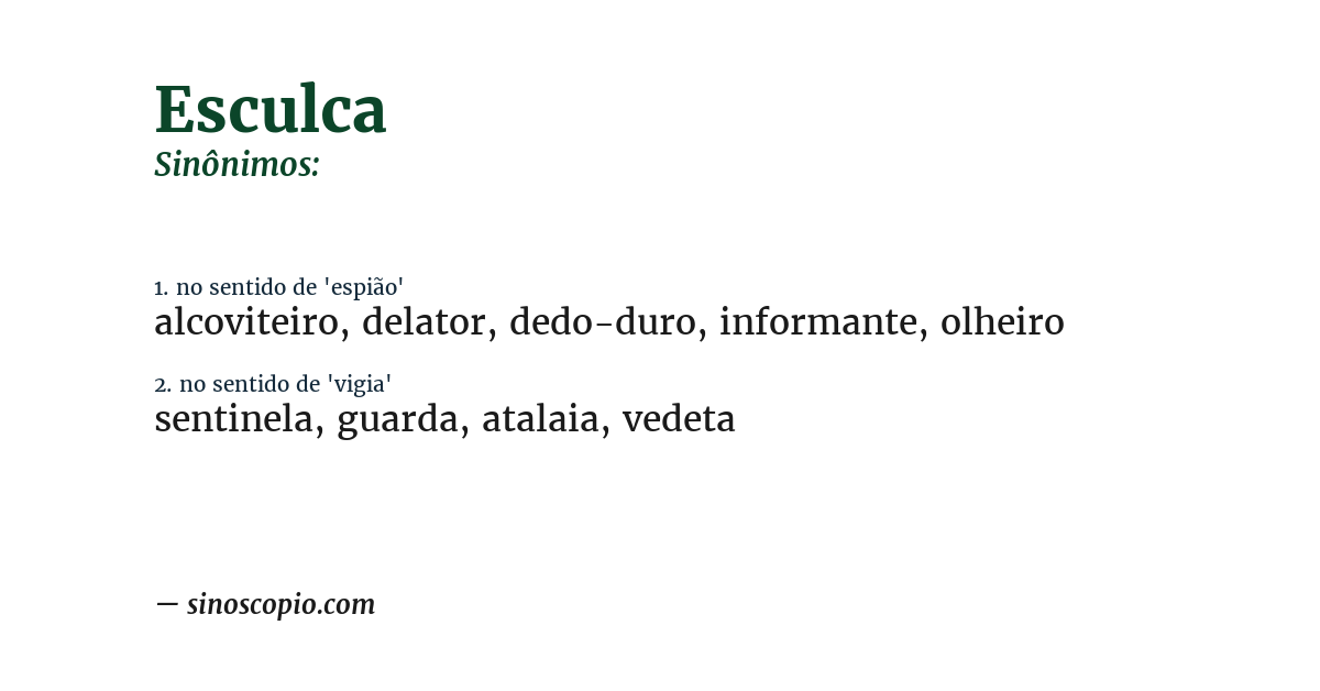 Sinônimo de esculca