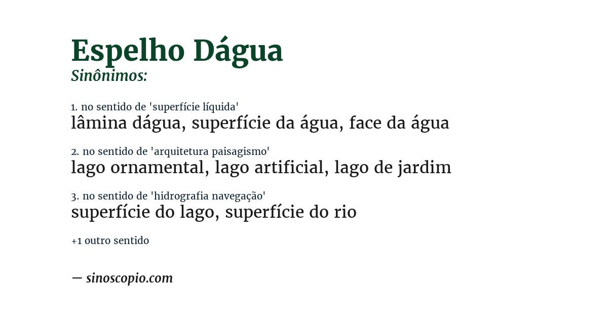 Sinônimo de espelho dágua