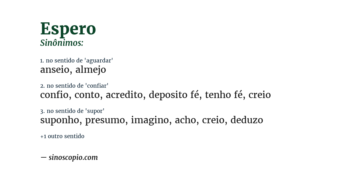 Sinônimo de espero