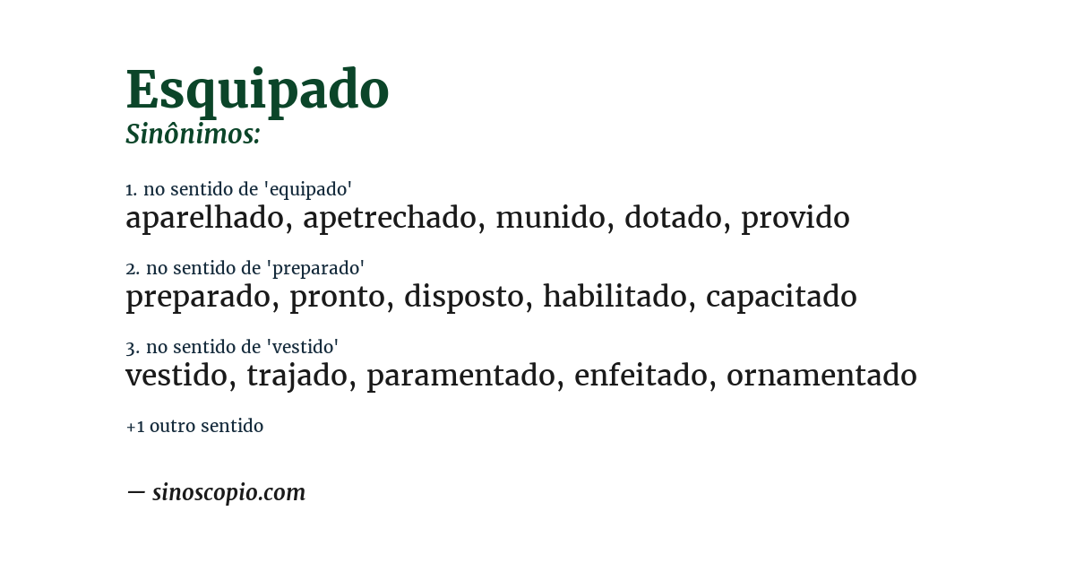 Sinônimo de esquipado