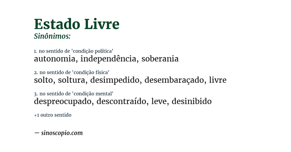 Sinônimo de estado livre