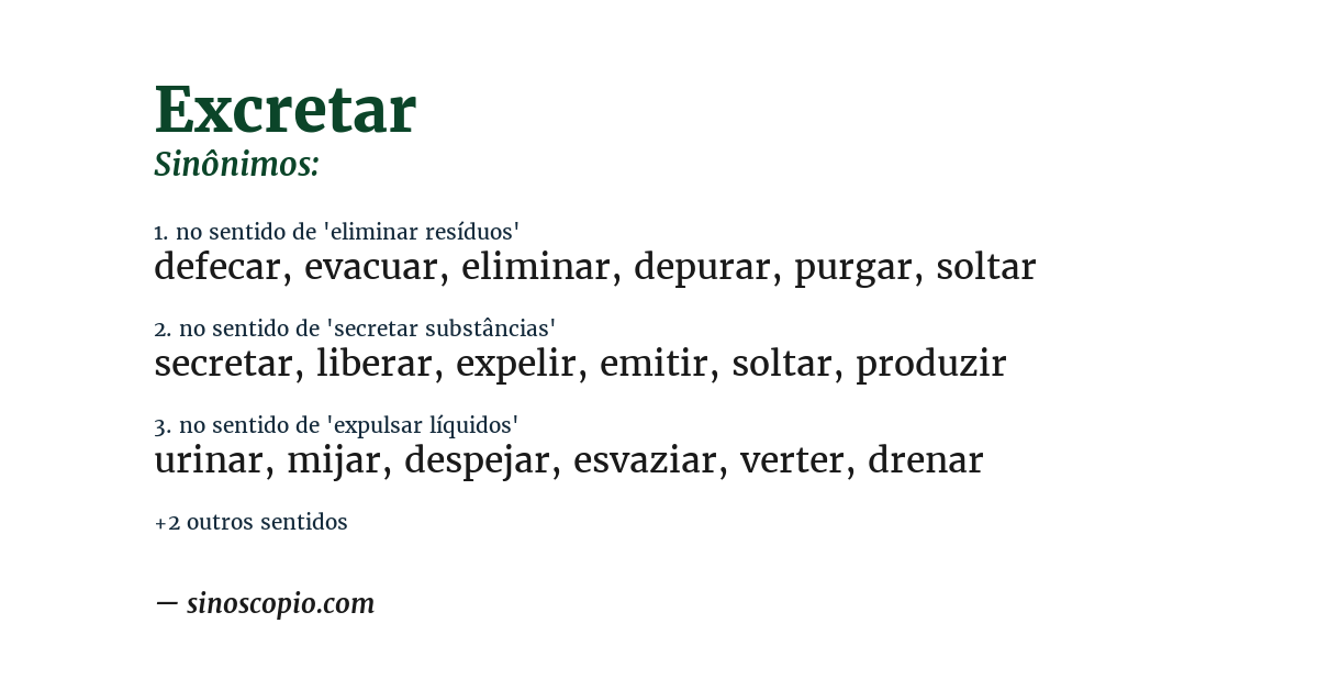 Sinônimo de excretar