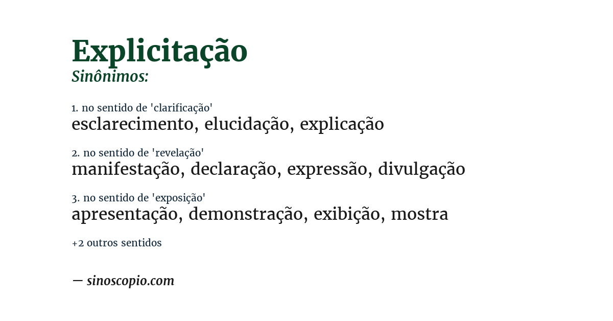 Sinônimo de explicitação