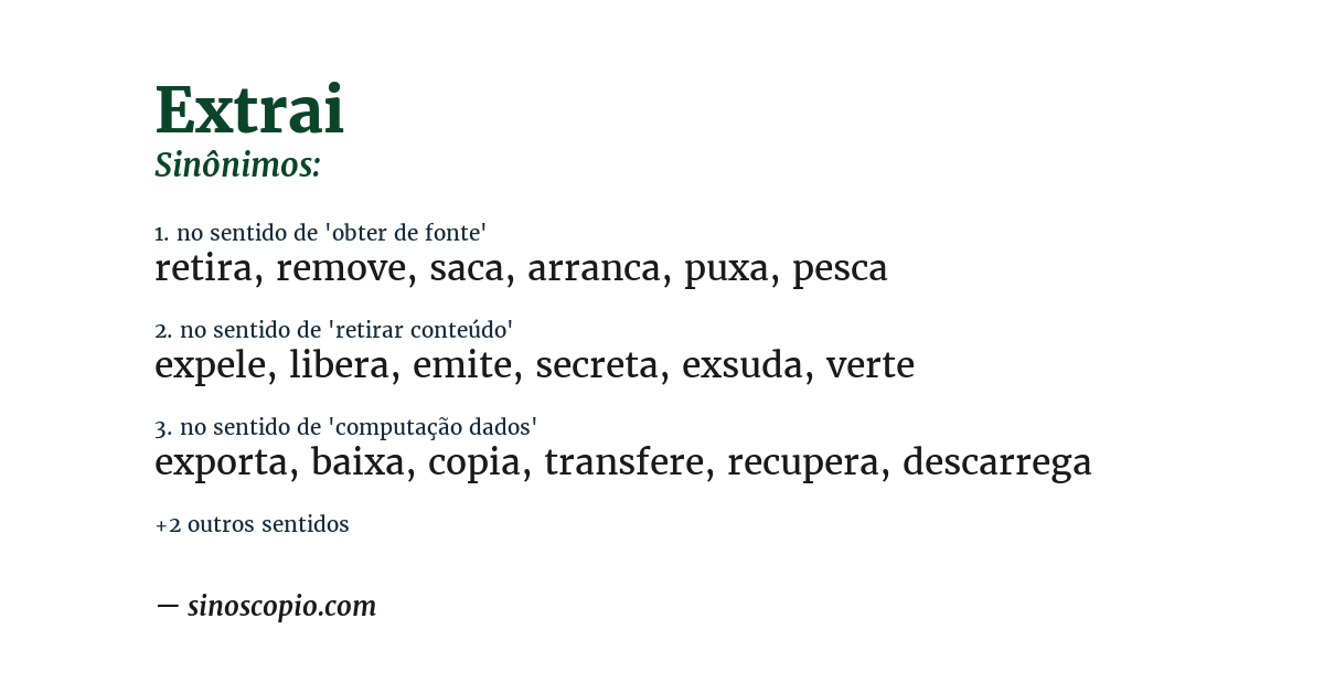 Sinônimo de extrai