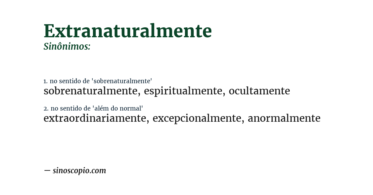 Sinônimo de extranaturalmente