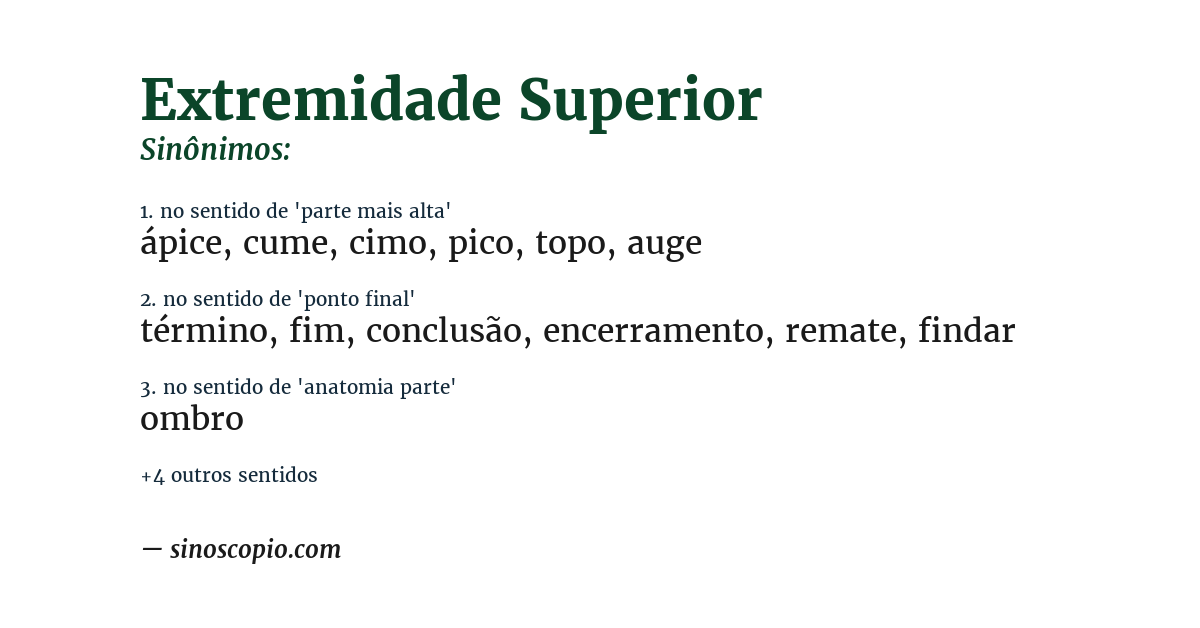 Sinônimo de extremidade superior