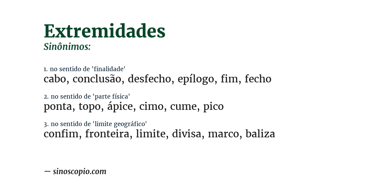 Sinônimo de extremidades