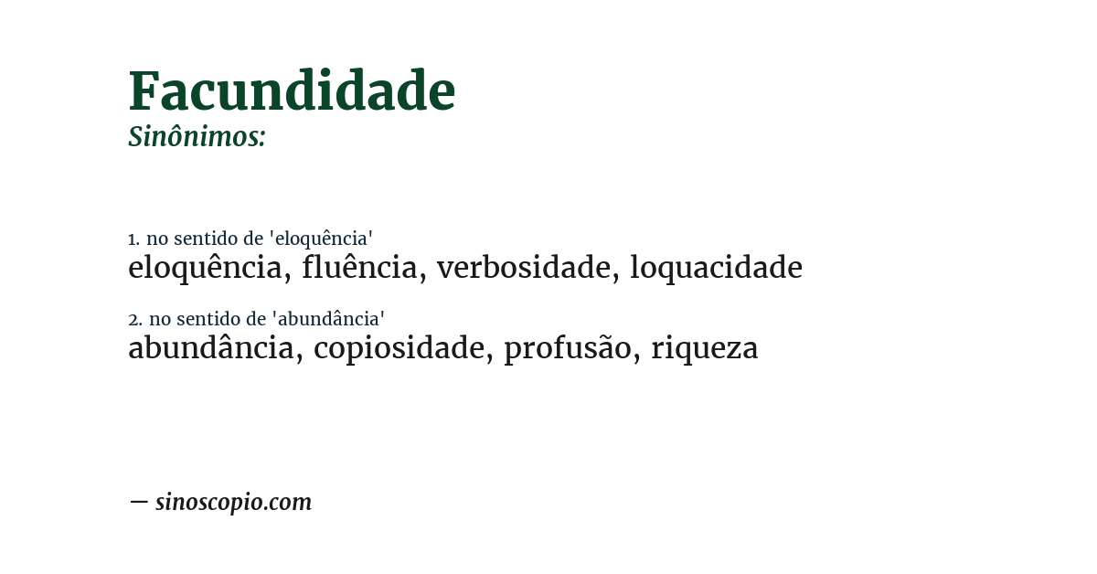 Sinônimo de facundidade