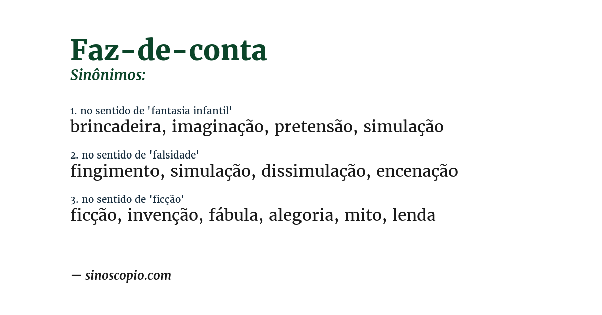 Sinônimo de faz-de-conta