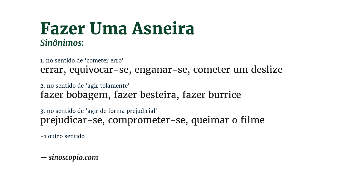 Sinônimo de fazer uma asneira