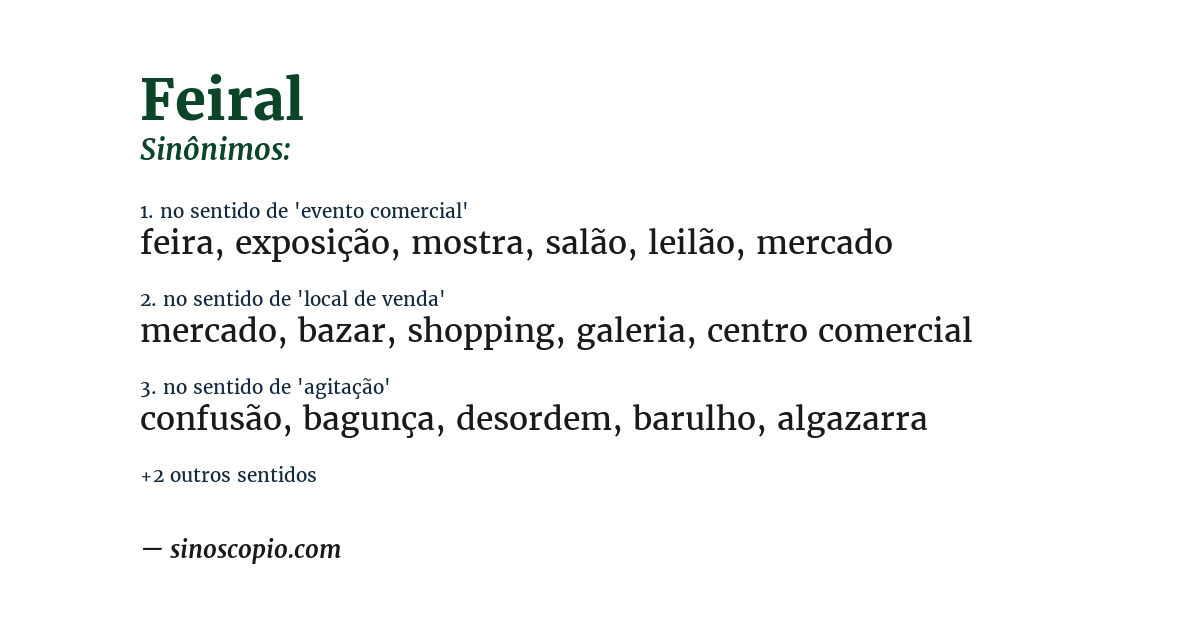 Sinônimo de feiral
