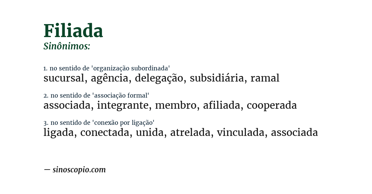 Sinônimo de filiada