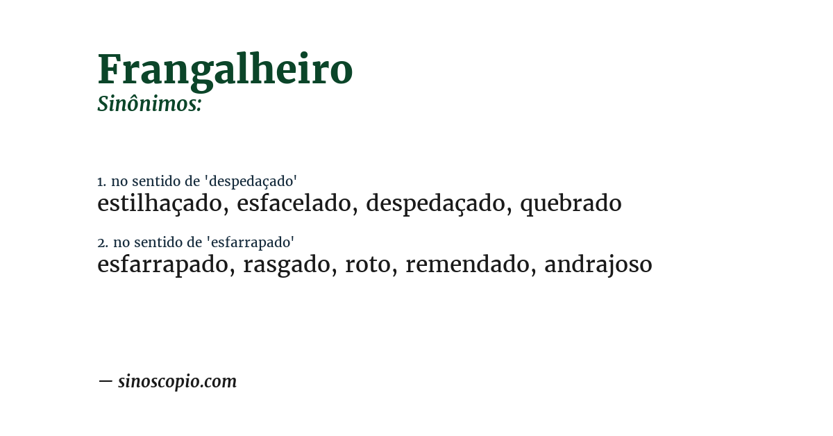 Sinônimo de frangalheiro