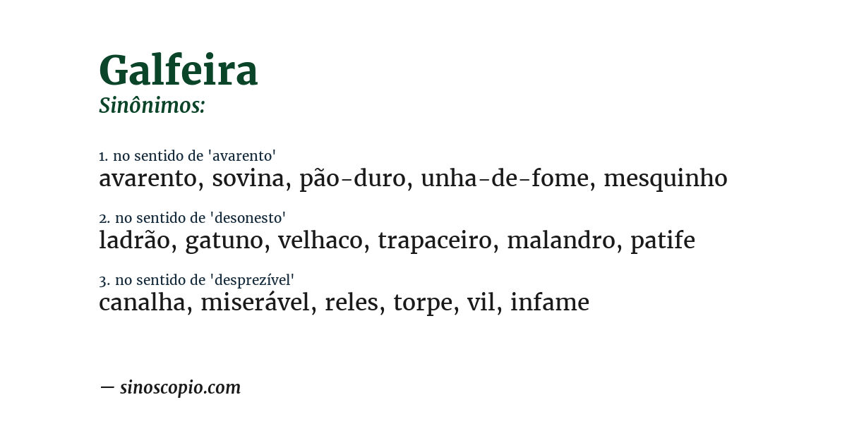 Sinônimo de galfeira