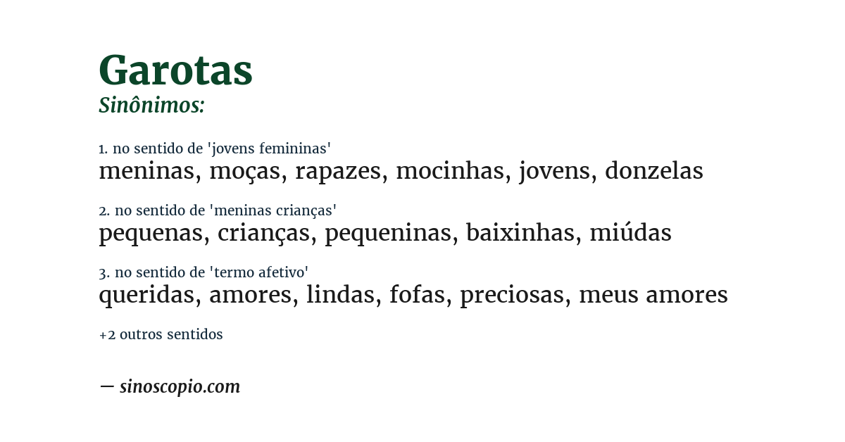 Sinônimo de garotas