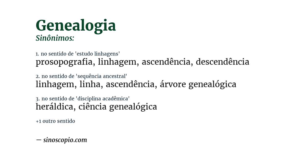 Sinônimo de genealogia