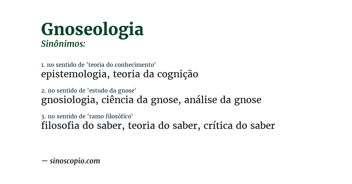 Sinônimo de gnoseologia