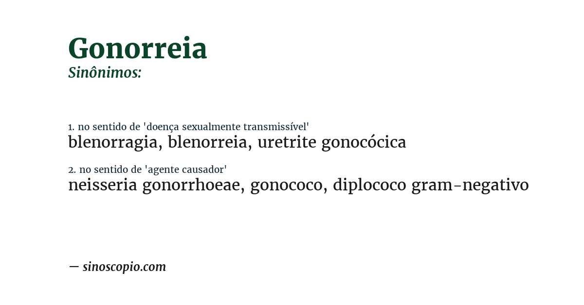 Sinônimo de gonorreia