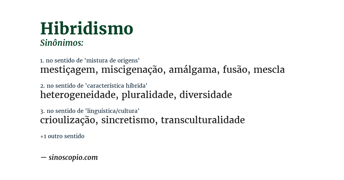 Sinônimo de hibridismo