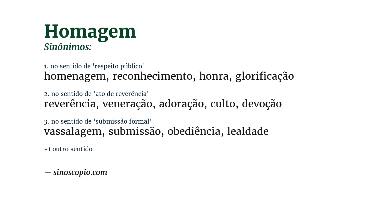 Sinônimo de homagem