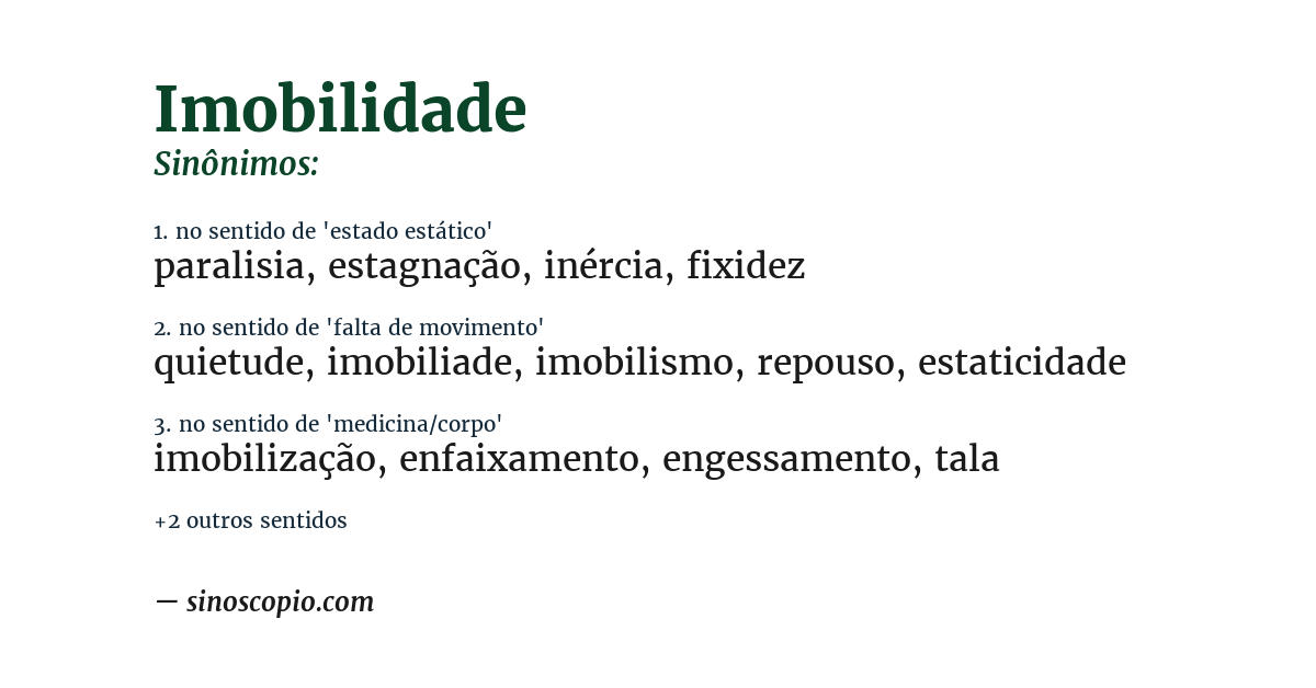 Sinônimo de imobilidade