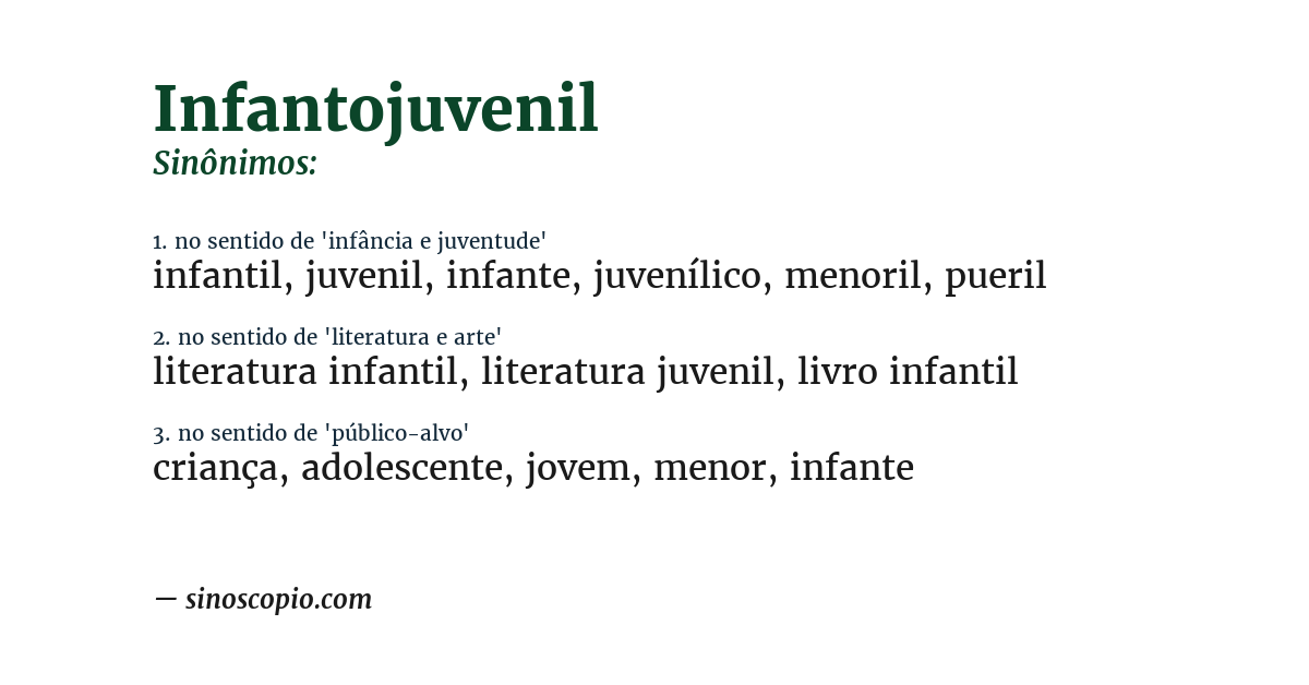 Sinônimo de infantojuvenil