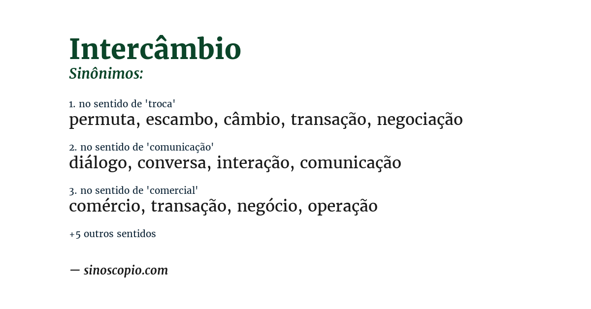 Sinônimo de intercâmbio