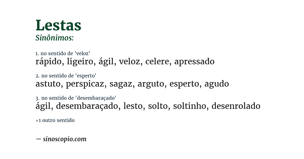 Sinônimo de lestas