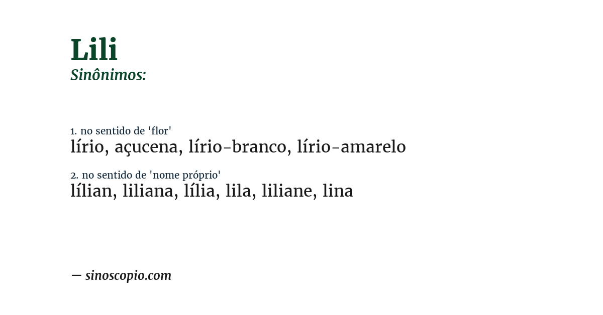 Sinônimo de lili