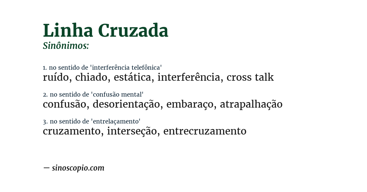 Sinônimo de linha cruzada