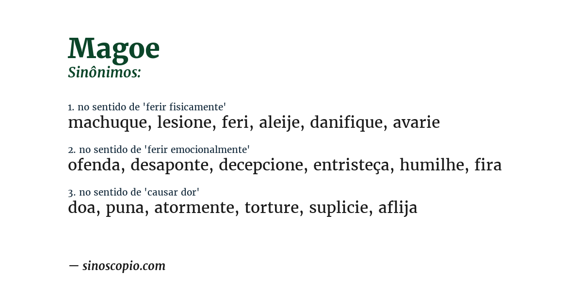 Sinônimo de magoe