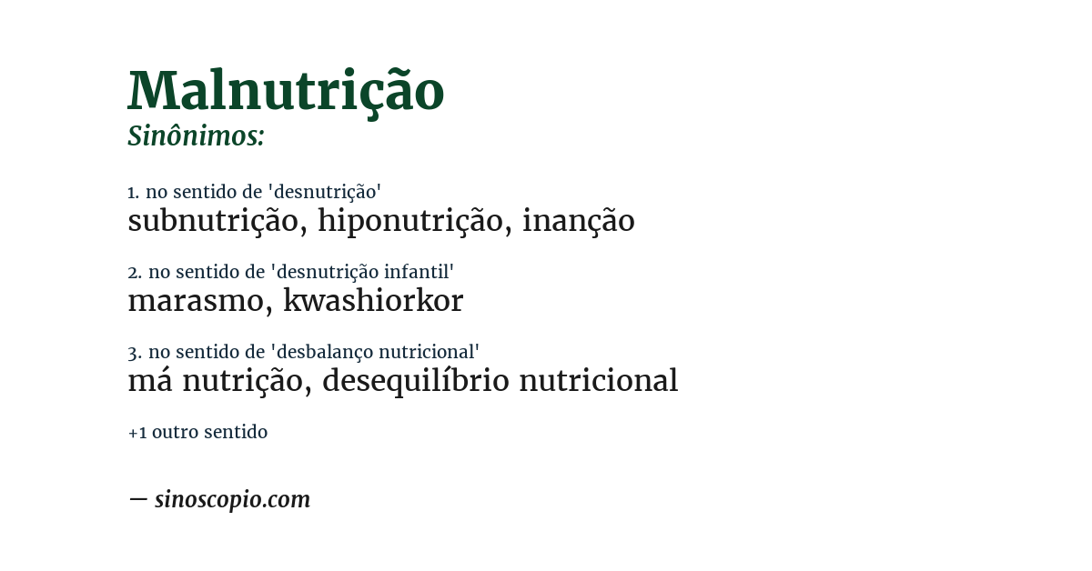Sinônimo de malnutrição