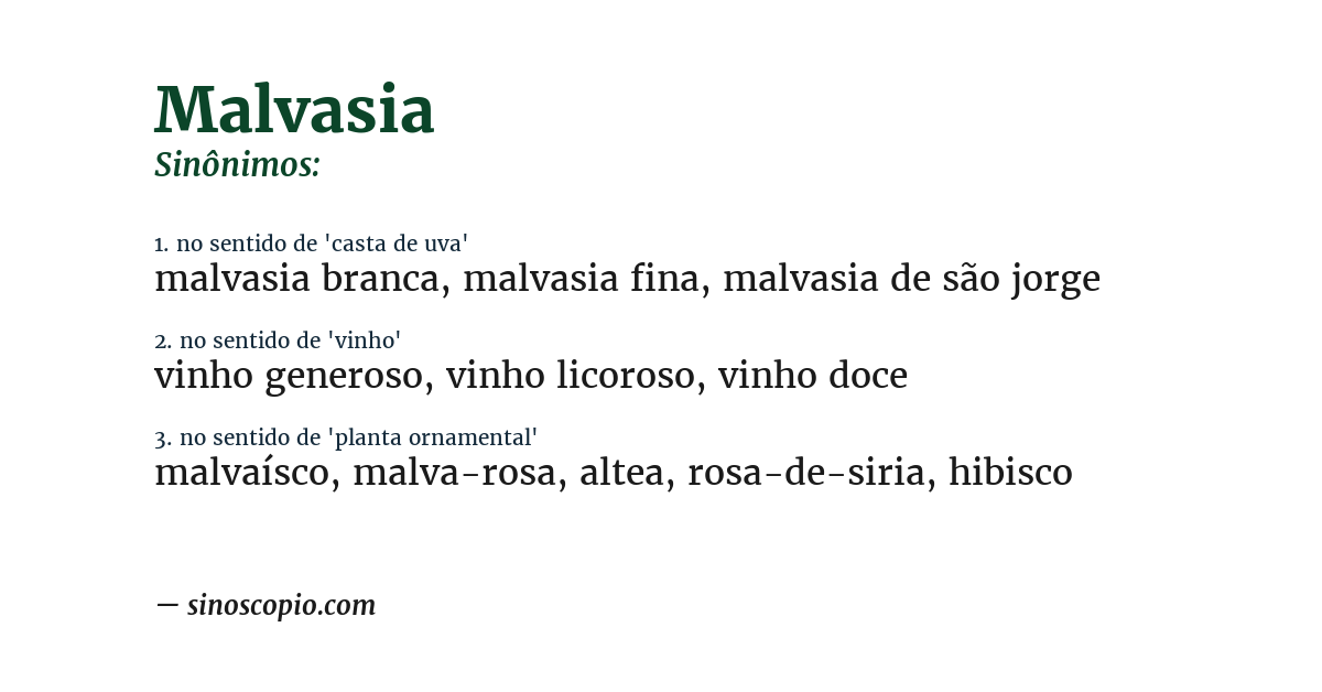 Sinônimo de malvasia