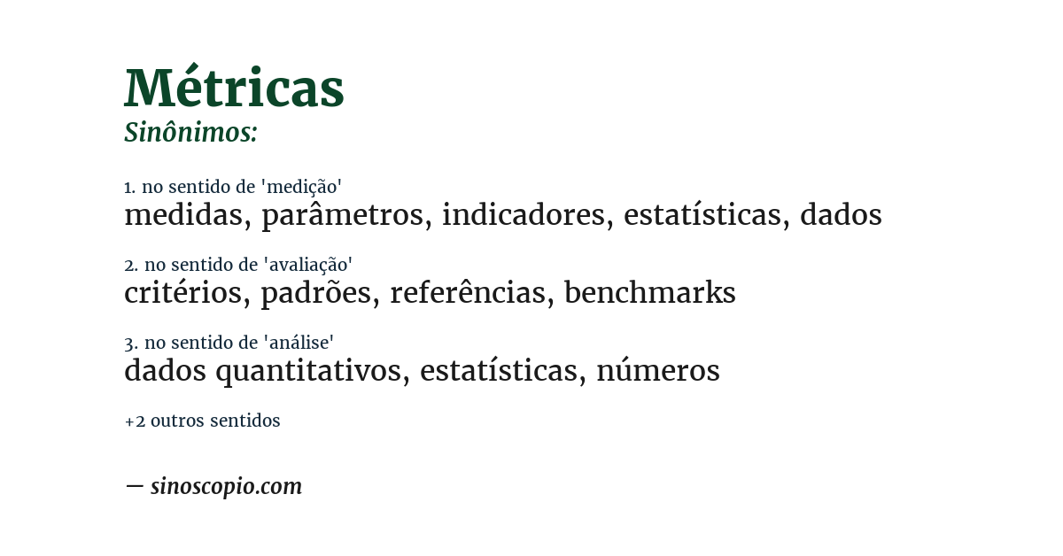 Sinônimo de métricas