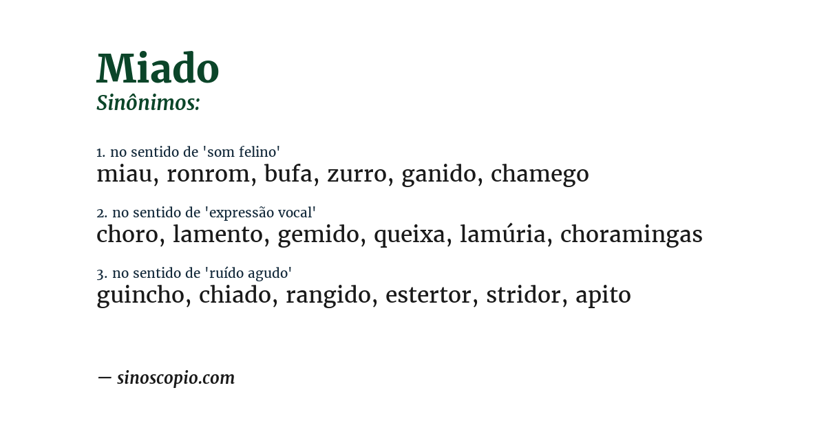 Sinônimo de miado