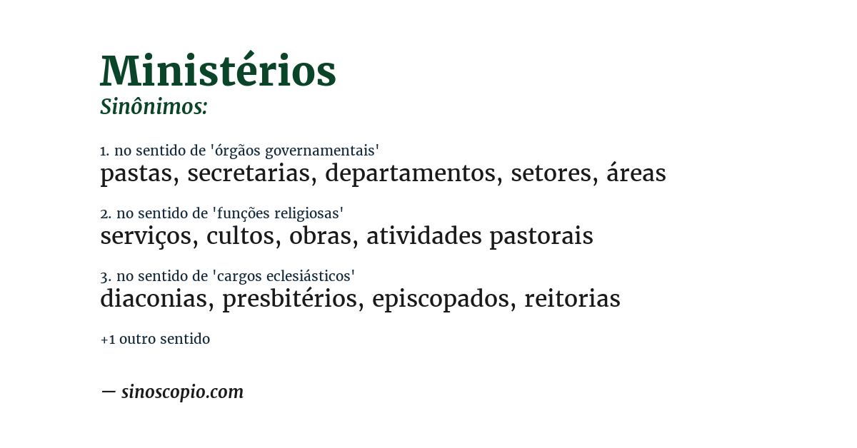 Sinônimo de ministérios